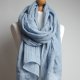LNIANY szal NIEBIESKI, naturalny SZAL lniany damski handmade PRACOWNIA ZOLLA