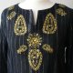 Czarna tunika boho vintage z haftem złote zdobienia L unikat