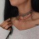 choker mikromakrama- czarny jaspis i piryt