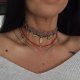 choker mikromakrama- czarny jaspis i piryt