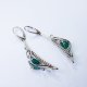 Srebrne kolczyki wire wrapping z zielonym chalcedonem– ręcznie robiona biżuteria artystyczna, prezent dla niej