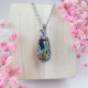 Naszyjnik Labradoryt stal chirurgiczna wisiorek handmade wirewrapping