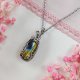 Naszyjnik Labradoryt stal chirurgiczna wisiorek handmade wirewrapping