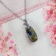 Naszyjnik Labradoryt stal chirurgiczna wisiorek handmade wirewrapping