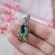 Naszyjnik Labradoryt stal chirurgiczna wisiorek handmade wirewrapping