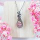 Naszyjnik Rodochrozyt stal chirurgiczna wisiorek handmade wirewrapping