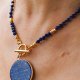 Naszyjnik z lapis lazuli 3 mm z monetą 30 mm