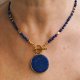 Naszyjnik z lapis lazuli 3 mm z monetą 30 mm