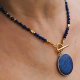 Naszyjnik z lapis lazuli 3 mm z monetą 30 mm