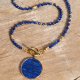 Naszyjnik z lapis lazuli 3 mm z monetą 30 mm