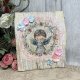 Anioł stróż na desce, obraz decoupage, prezent pod choinkę