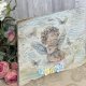 Anioł stróż na desce, obraz decoupage, prezent pod choinkę