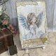 Anioł stróż na desce, obraz decoupage, prezent pod choinkę