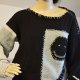 Ręcznie robiony sweter damski oversize w stylu patchworkowym
