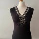 Vintage czarna bluzka top z koronką i cekinami artystyczna boho