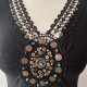 Vintage czarna bluzka top z koronką i cekinami artystyczna boho