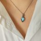 Naszyjnik Labradoryt Niebieski stal chirurgiczna wisiorek handmade wirewrapping