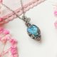 Naszyjnik Labradoryt Niebieski stal chirurgiczna wisiorek handmade wirewrapping