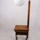 Drewniana lampa podłogowa ze stolikiem, Art Deco