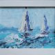 Obraz ręcznie malowany mewa żaglówki morze + rama zestaw 3 szt