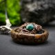 Wisiorek - Brzoza, orzech i turkus afrykański – biżuteria inspirowana naturą i surowym pięknem, dla niej, prezent pirografia, dla niej, kobiety, dla n