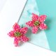 Duże kolczyki Różowe Kwiaty ręczny haft