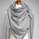 Chusta bawełniana damska SZARY MELANŻ - chusta kwadratowa - modna chusta na wiosnę jesień