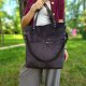 Torba shopper welur- gorzka czekolada