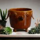 Brązowa doniczka ceramiczna pies Azorek - osłonka na prezent - Rękodzieło – Lamabo
