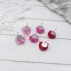 Zestaw 3 pary kolczyków sztyftów różyczki w odcieniach różu handmade