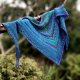 Blue Flowers / chusta z jedwabiem