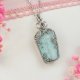 Naszyjnik Amazonit stal chirurgiczna wisiorek handmade wirewrapping