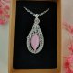 Naszyjnik Jadeit Różowy stal chirurgiczna wisiorek handmade wirewrapping