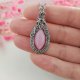 Naszyjnik Jadeit Różowy stal chirurgiczna wisiorek handmade wirewrapping