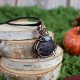 Wisior lawa wulkaniczna kamień wulkaniczny miedź antyczna kociołek wiedźmy halloween jesień