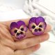 Kolczyki sztyfty bratki  28 mm w odcieniach fioletowo-żółtych