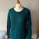 Vintage Teal Cable Knit Sweater Retro Slim Fit Cosy Jumper sweter morski warkocze turkus