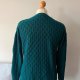 Vintage Teal Cable Knit Sweater Retro Slim Fit Cosy Jumper sweter morski warkocze turkus