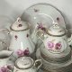 Porcelanowy serwis kawowy herbaciany róże złocenia vintag