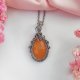 Naszyjnik Jadeit Pomarańczowy stal chirurgiczna wisiorek handmade wirewrapping