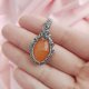 Naszyjnik Jadeit Pomarańczowy stal chirurgiczna wisiorek handmade wirewrapping
