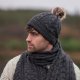 Zestaw CZAPKA + SZALIK 100% wełna Merino - grafit - UNISEX