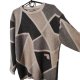 Wełniany sweter vintage z angorą Sporting L/XL – beżowo-szary geometryczny wzór, 60% wełna jagnięca, 20% angora, ciepły zimowy retro sweter unisex