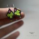 Kolczyki Little Flowers - Bordo & Green Lime