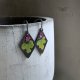Kolczyki Little Flowers - Bordo & Green Lime