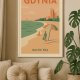 Plakat Gdynia Beach – Morze Bałtyckie | Retro plakat podróżniczy w stylu PRL | Grafika do samodzielnego wydruku