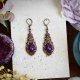 Miedziane kolczyki w stylu wiktoriańskim z fioletowym jadeitem #S3