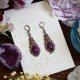 Miedziane kolczyki w stylu wiktoriańskim z fioletowym jadeitem #S3