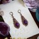 Miedziane kolczyki w stylu wiktoriańskim z fioletowym jadeitem #S3