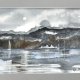 Surowa natura północy original akwareli A4